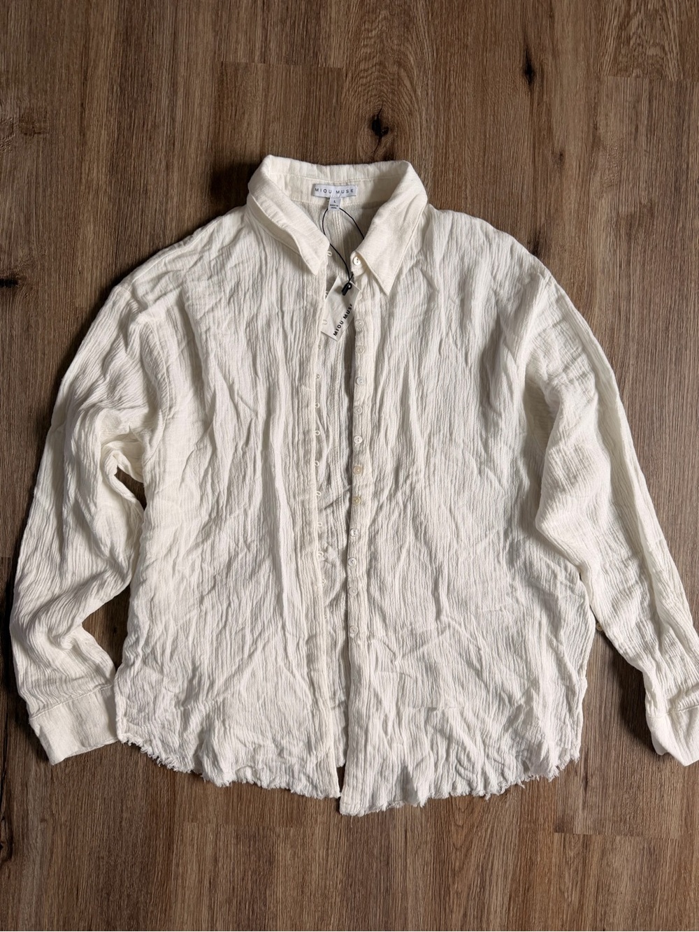 White Button-Up Textured Shirt